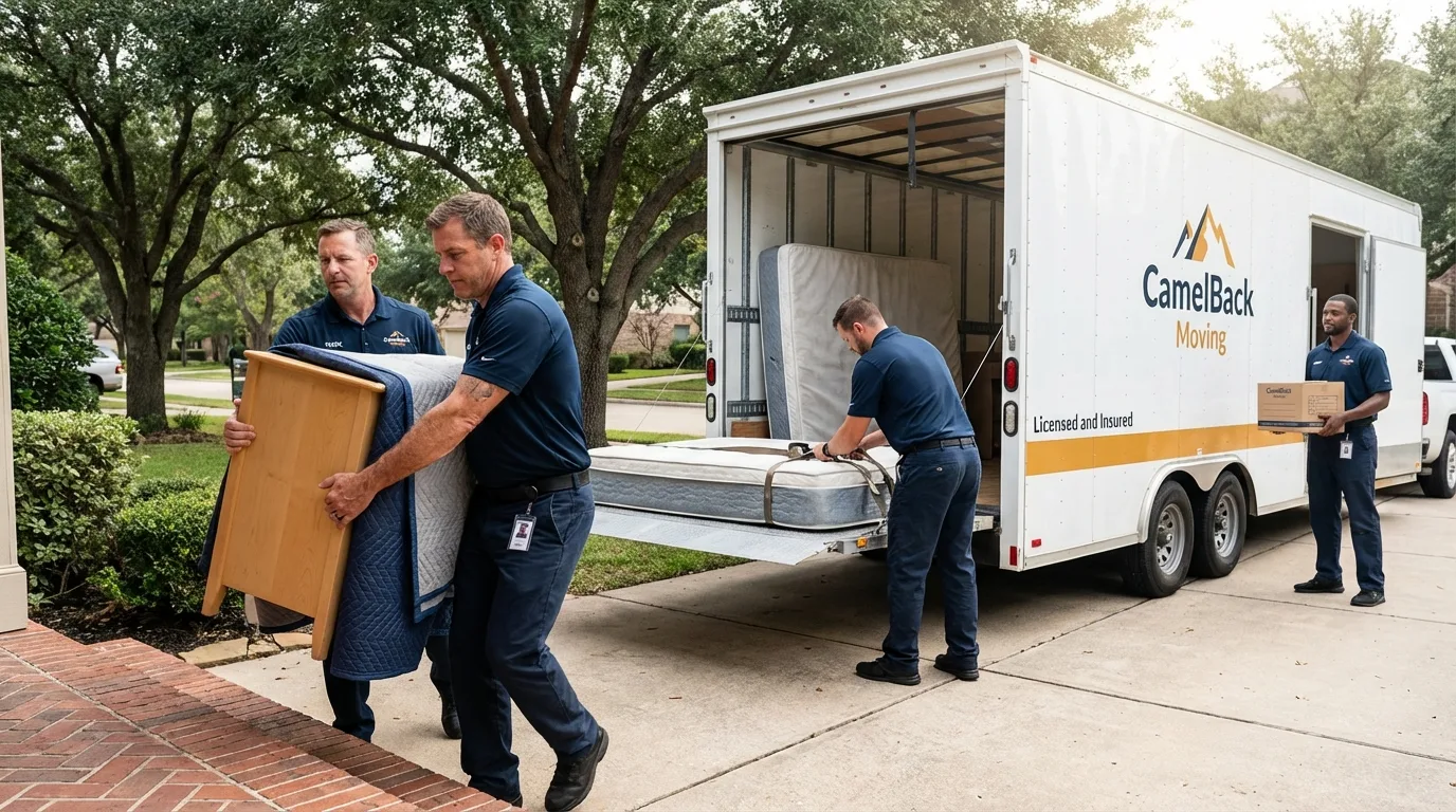 Crew loading residential truck for cross-state move from Hawesville, KY