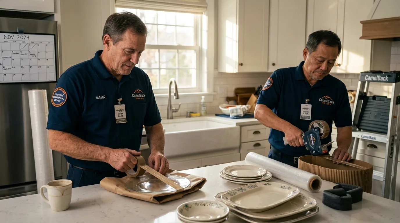 Professional crew packing kitchen dishware in Hawesville, KY